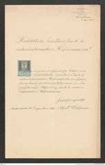 k.k. naturhistorisches Hofmuseum, Intendanzakten 1885-1896 (Hauer), Aktenzahl Z.20/1889, Seite 1